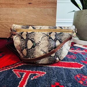 Clare V. Grande Fanny Kaleidoscope Snake Embossed Leather Belt Bag Crossbody